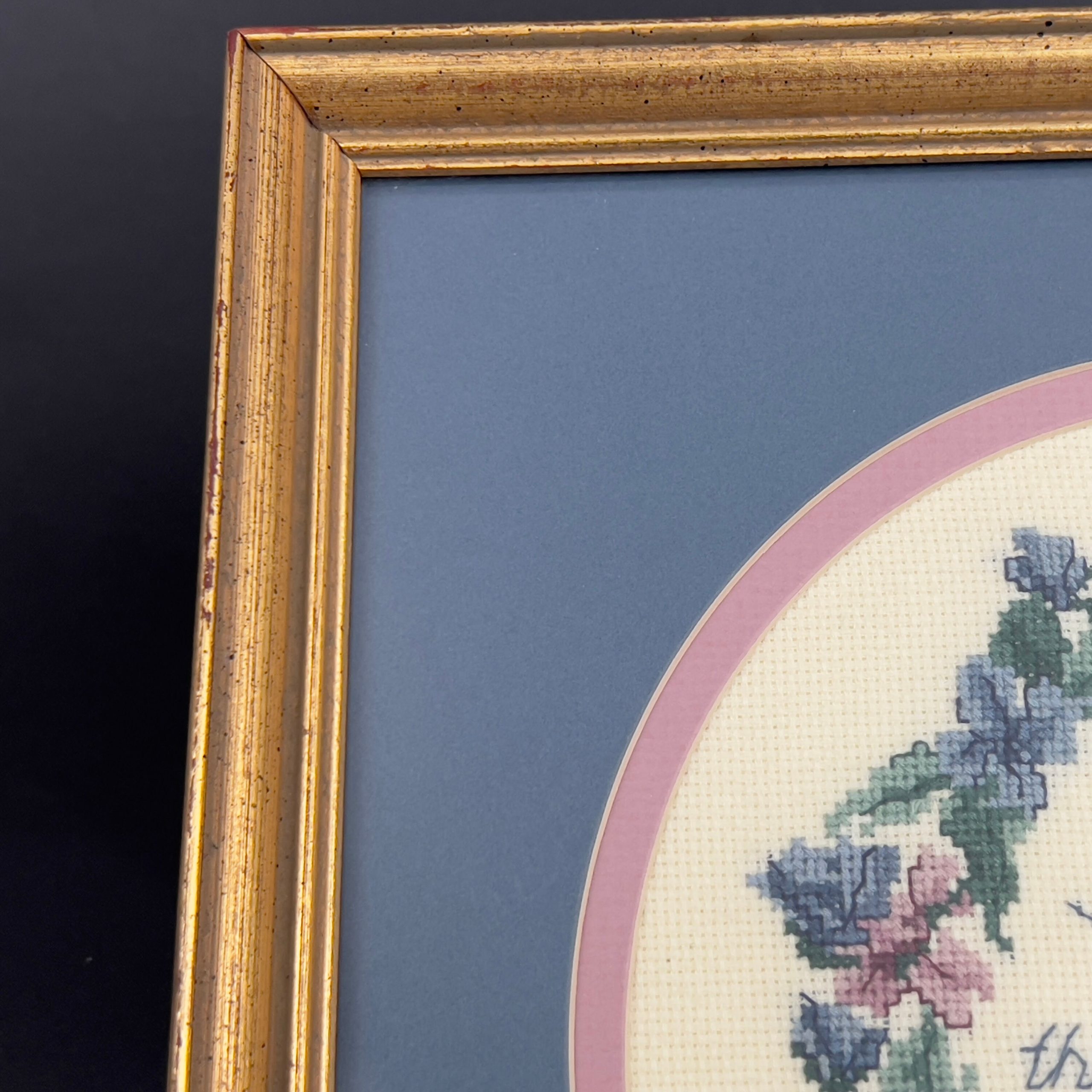 Vintage Framed Needlepoint, Matthew 19:5, Wedding Gift - Image 8