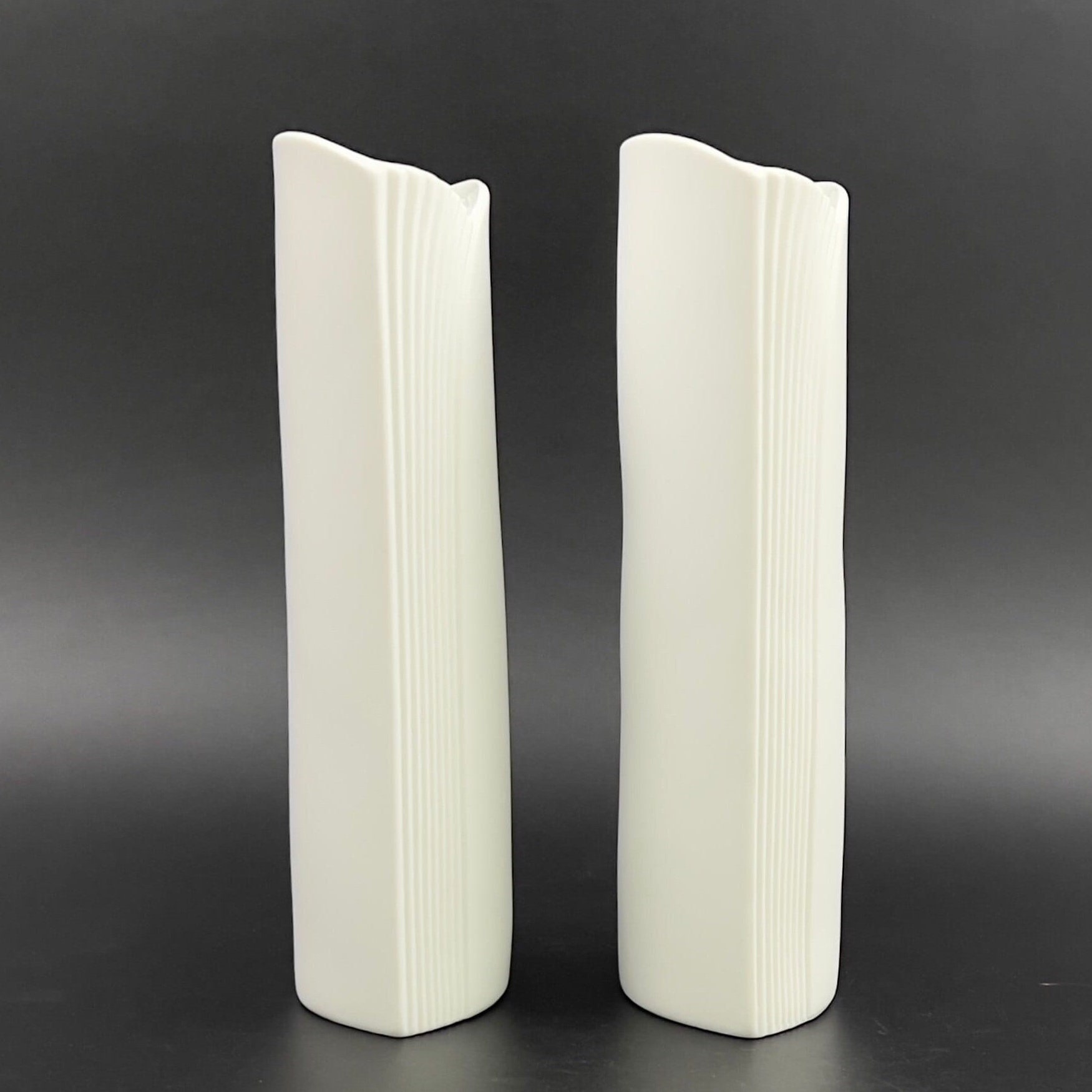Manfred Frey Signed Kaiser Vase: Mid-Century Modern Op Art Bisque - Image 2