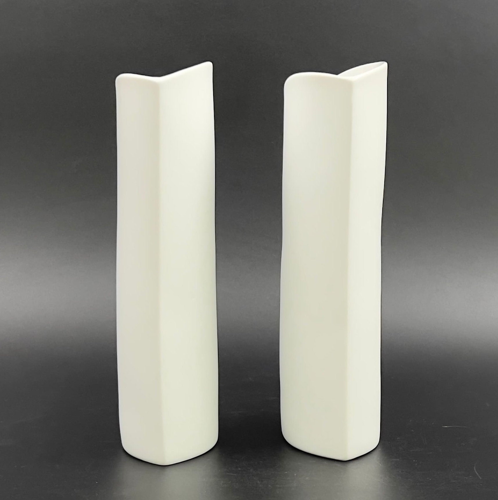 Manfred Frey Signed Kaiser Vase: Mid-Century Modern Op Art Bisque - Image 3