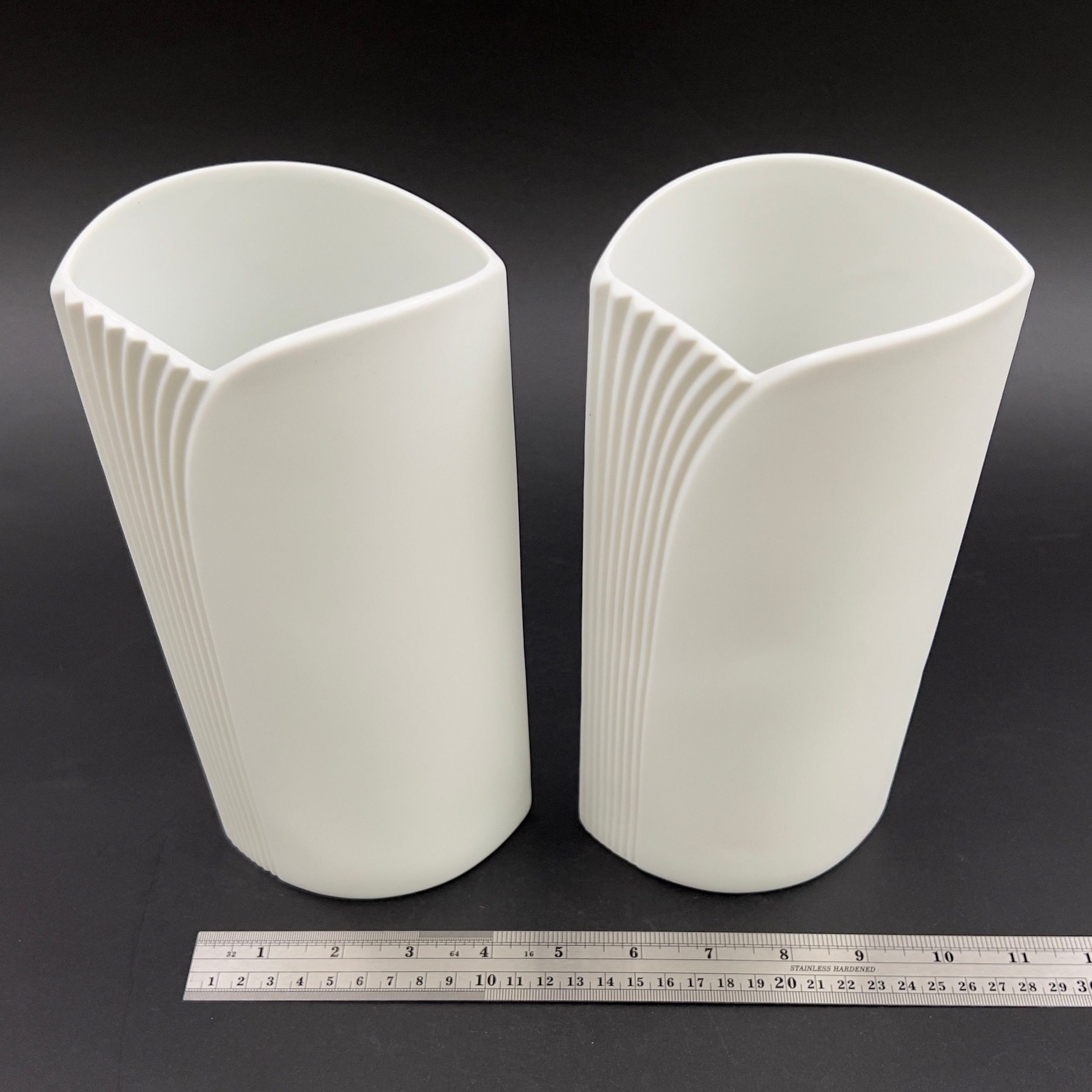 Manfred Frey Signed Kaiser Vase: Mid-Century Modern Op Art Bisque - Image 6