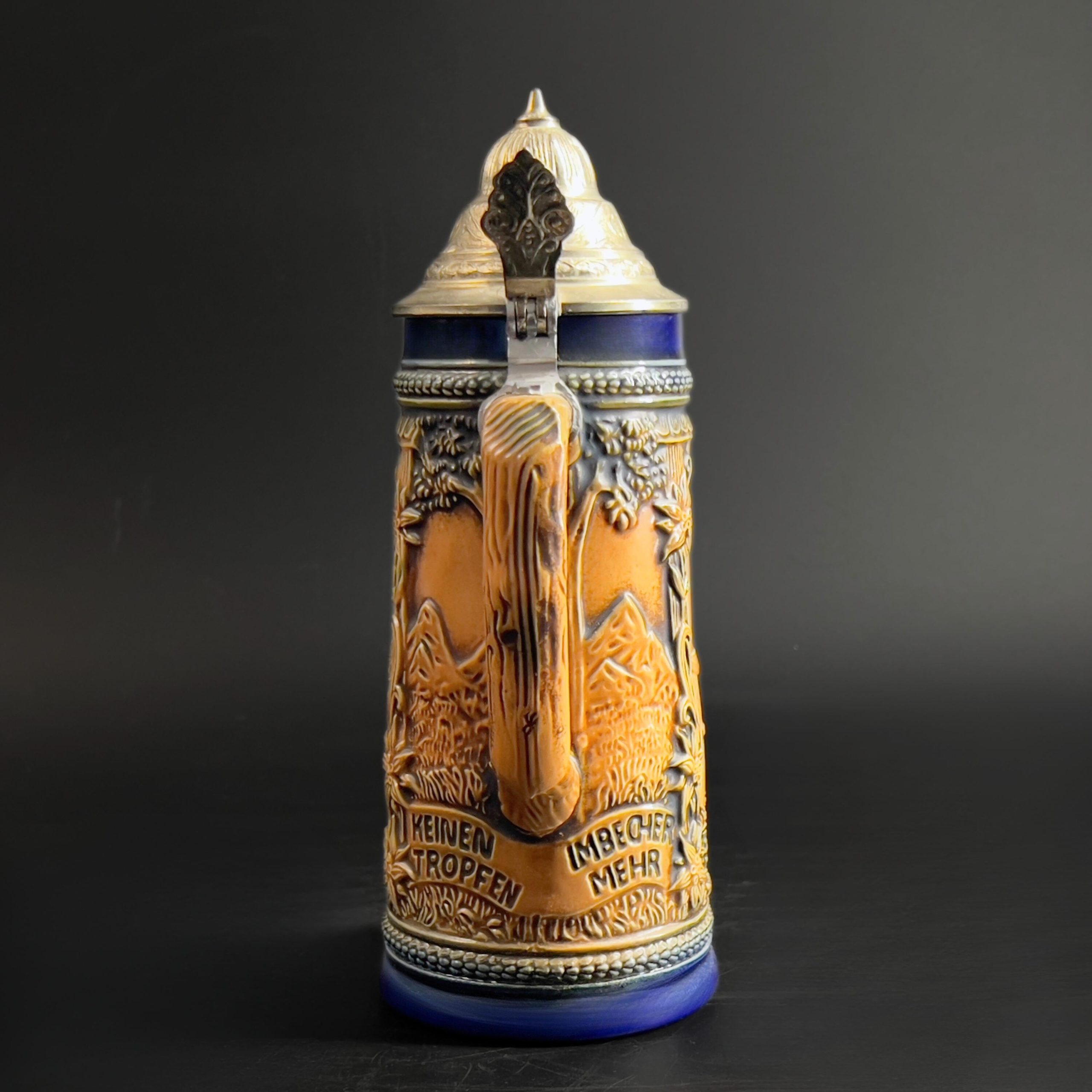 Vintage Gerzit German Beer Stein with Pewter Lid: Cobalt Blue Stoneware - Image 5