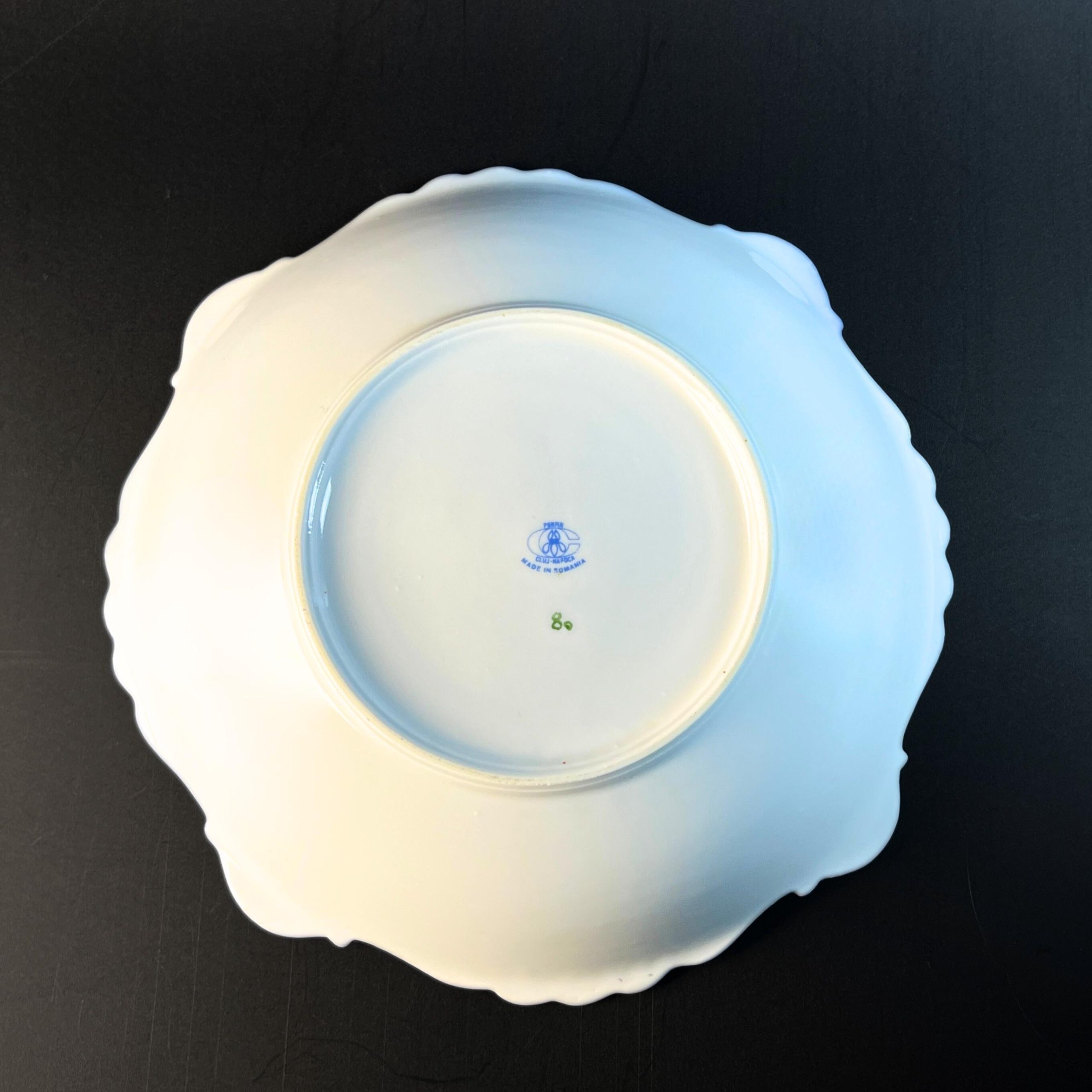 Vintage Cobalt Blue & White Floral Decorative Bowl, Mid Century Porfin Cluj-Napoca Romanian Pottery - Image 8