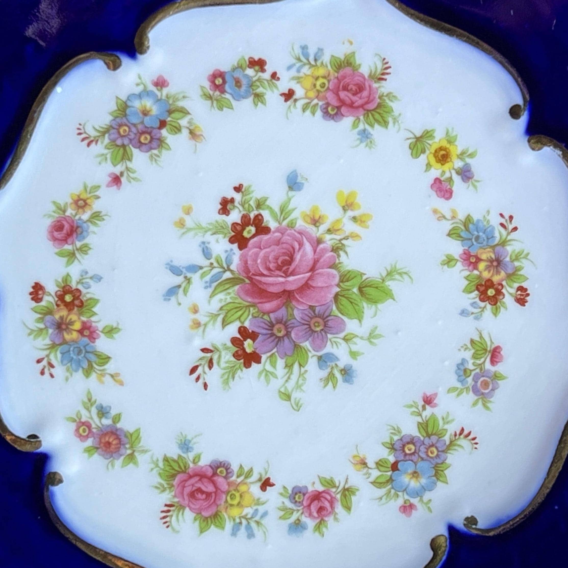 Vintage Cobalt Blue & White Floral Decorative Bowl, Mid Century Porfin Cluj-Napoca Romanian Pottery - Image 7