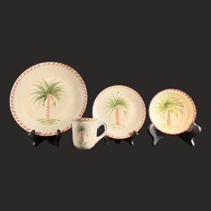 Gibson Oasis Palm Dinnerware - Set of 8 Dinner Plates, Salad Plates, Bowls, or Mugs