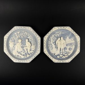 Vintage Incolay Stone Opera Plates – Madame Butterfly & Tristan and Isolde