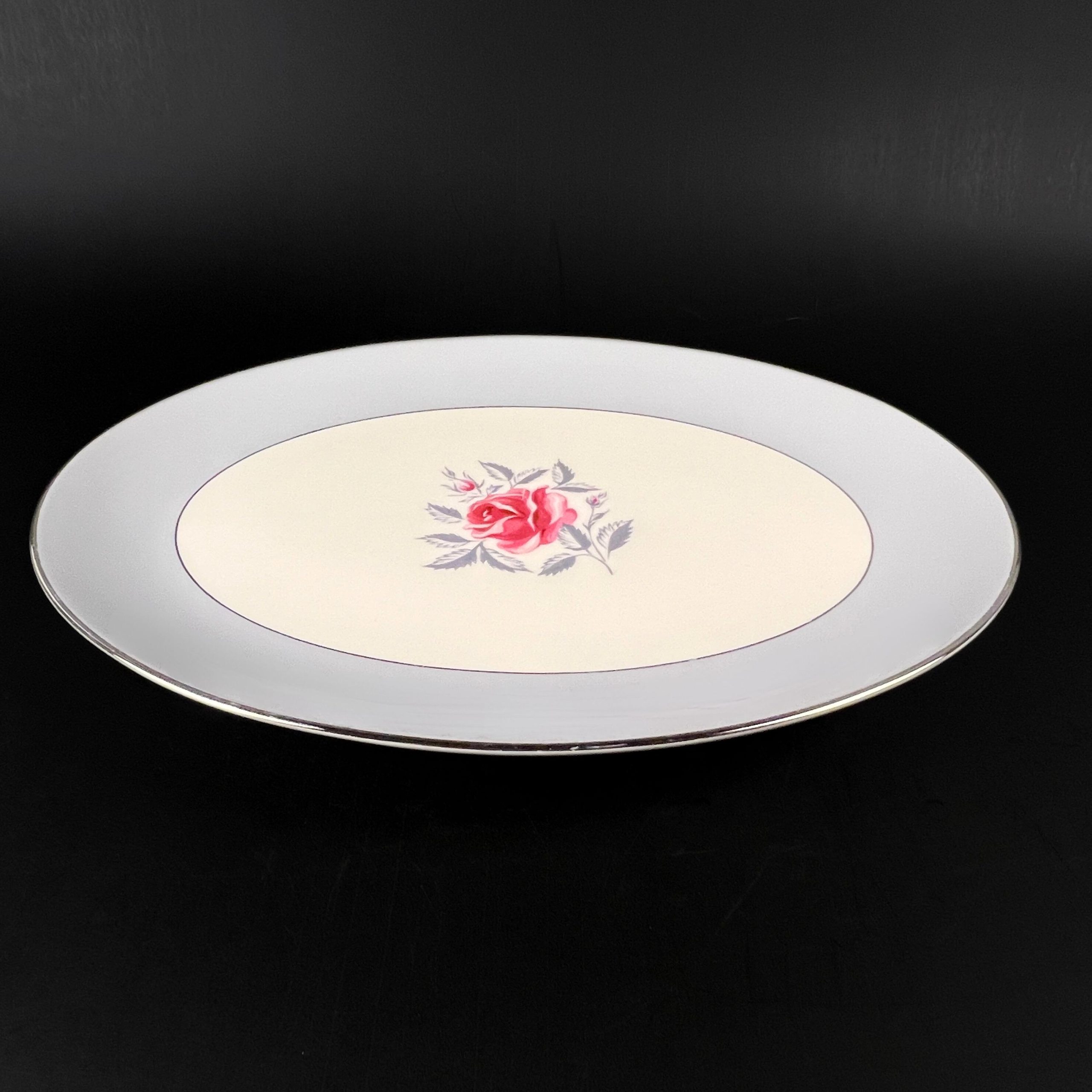 Vintage Flintridge China USA "Miramar" 14 inch Platter with Platinum Trim and Rose Center - Image 4