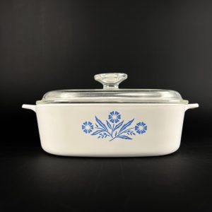 1970s Corningware Cornflower Blue 2 Quart Square Casserole Dish A-2-B and Lid A-9-C