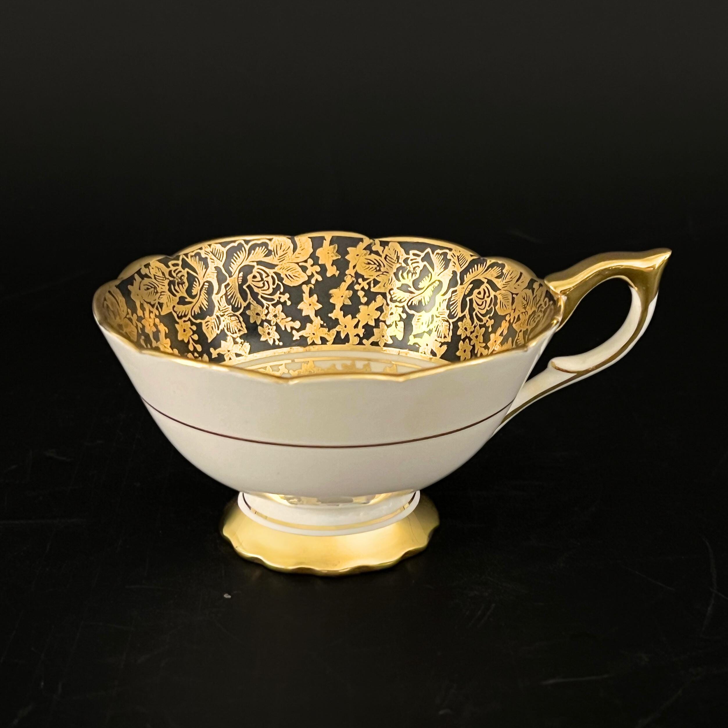 Vintage Royal Stafford Bone China Teacup & Saucer – Gold Gilded, Made in England - Image 6