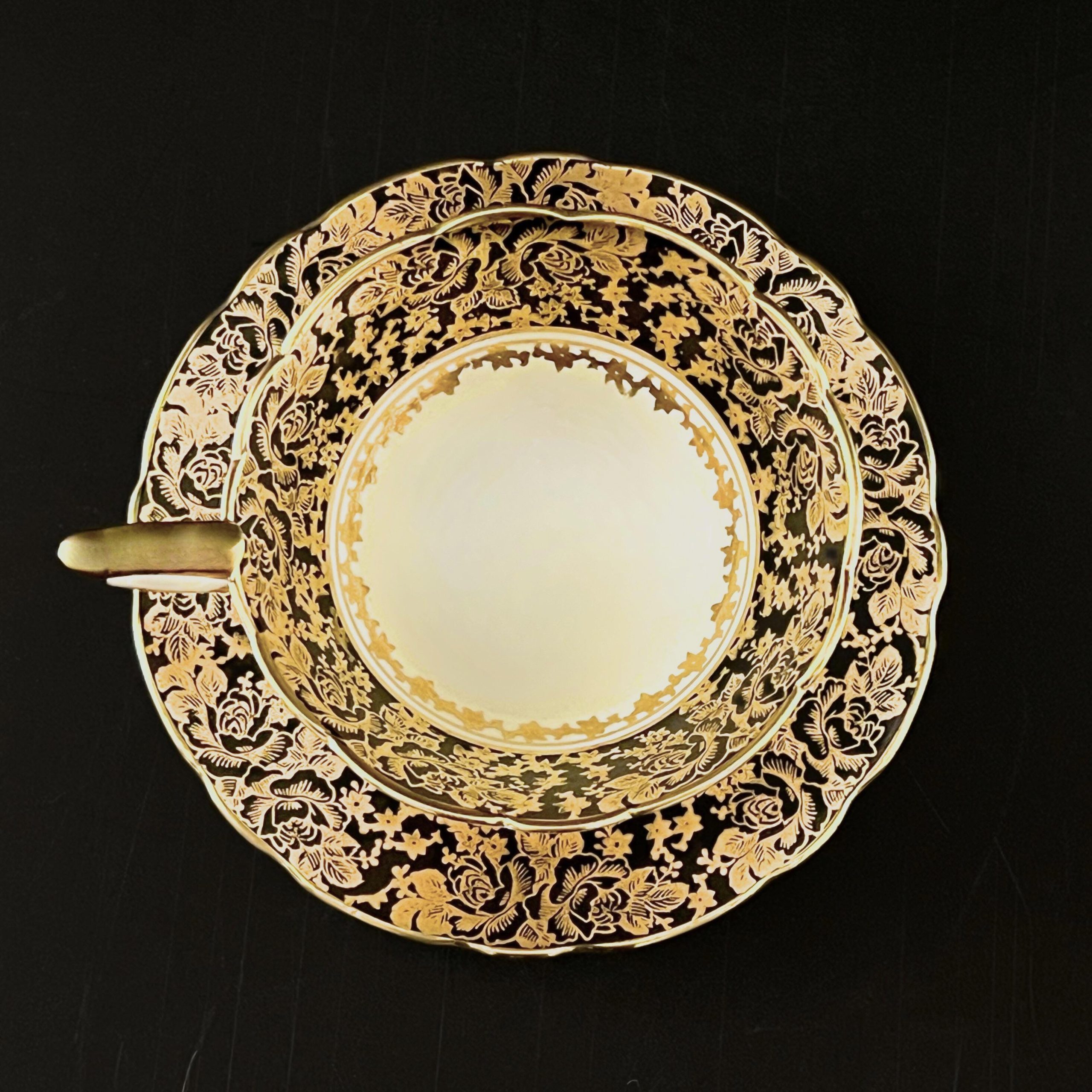 Vintage Royal Stafford Bone China Teacup & Saucer – Gold Gilded, Made in England - Image 3