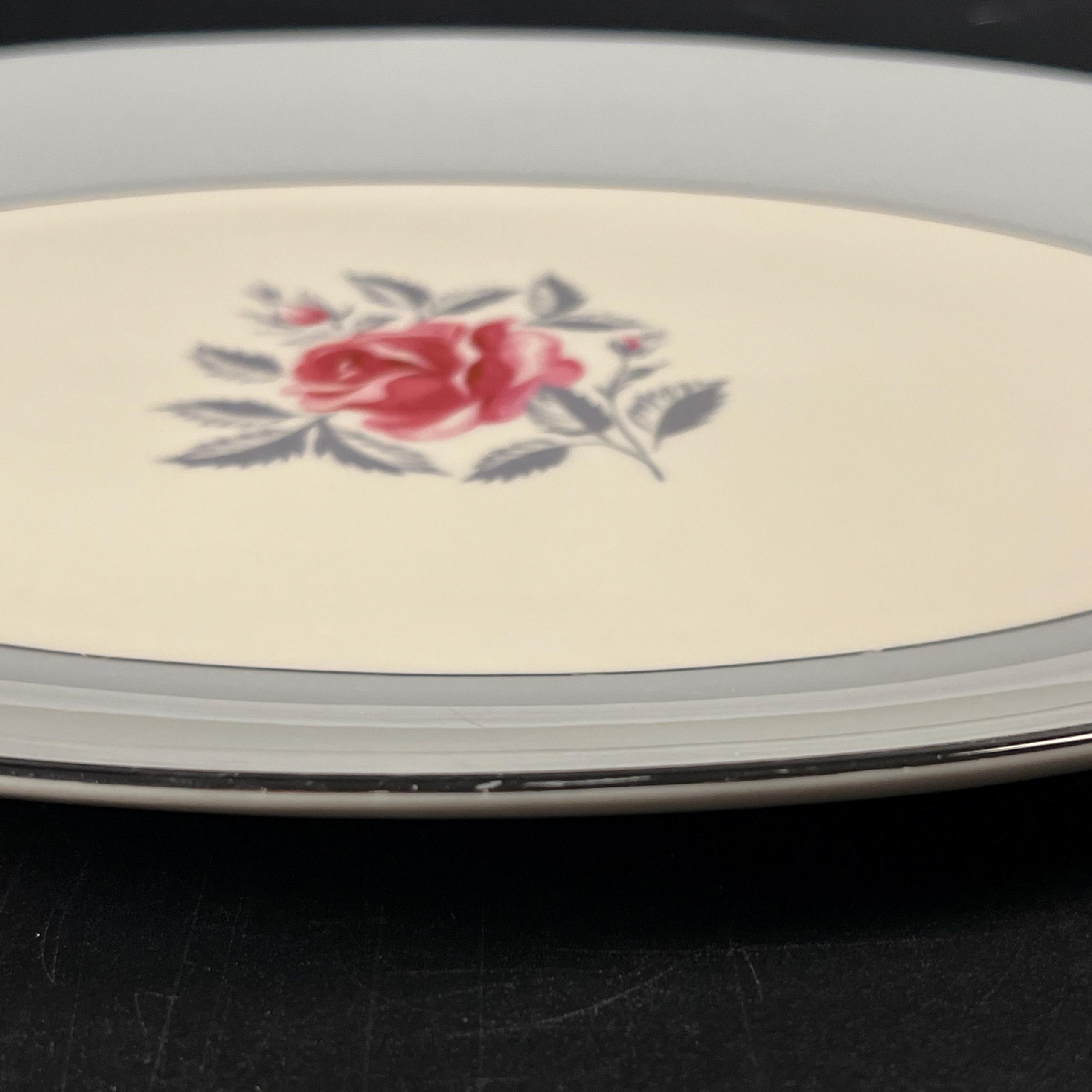Vintage Flintridge China USA "Miramar" 14 inch Platter with Platinum Trim and Rose Center - Image 10