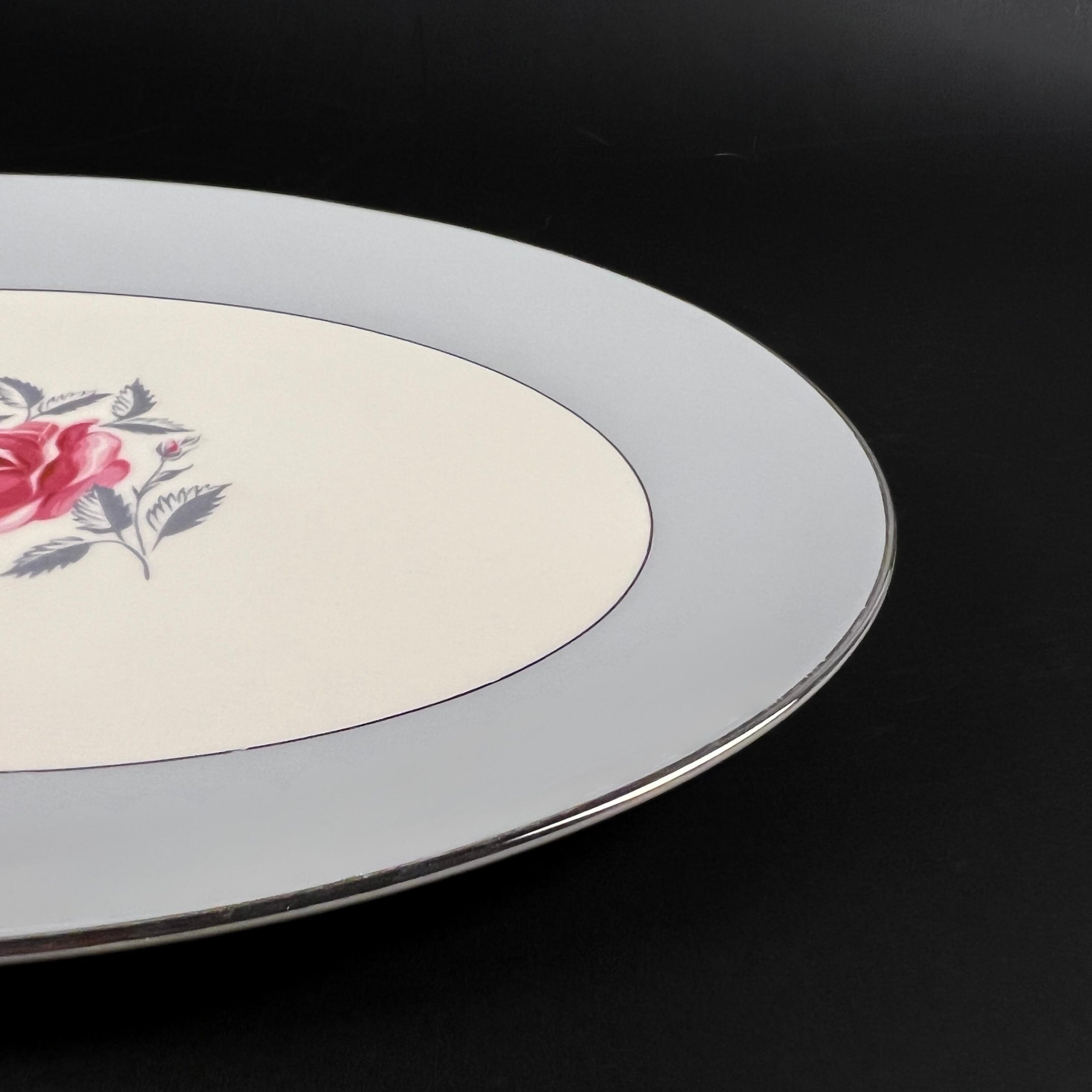 Vintage Flintridge China USA "Miramar" 14 inch Platter with Platinum Trim and Rose Center - Image 5