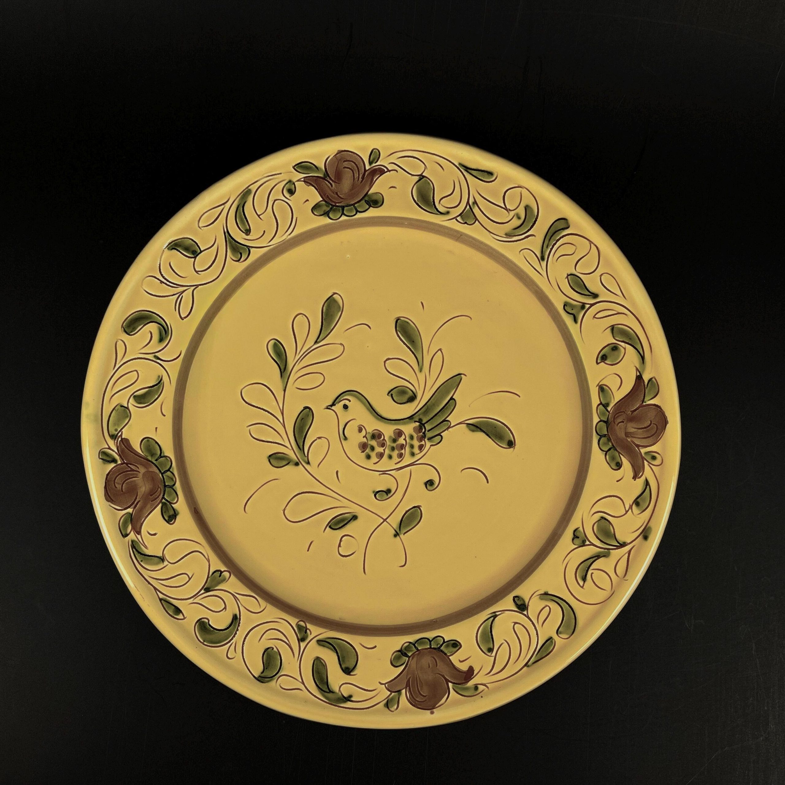 Vintage Vietri Paesano 12 inch Dinner Plate, Hand-painted Italian Pottery