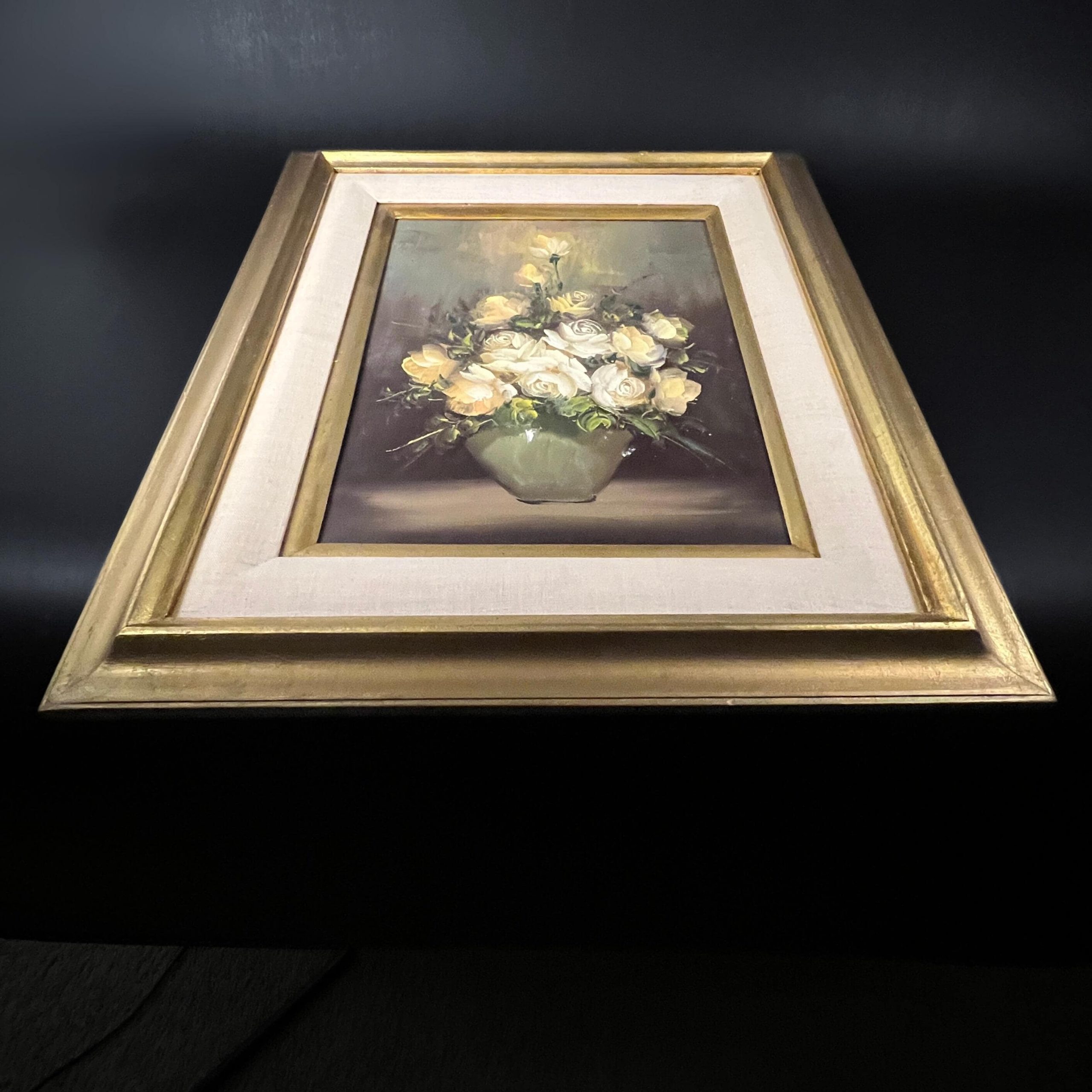 Vintage Floral Oil Painting - Yellow & White Flowers, Ornate Gold Frame - Image 6