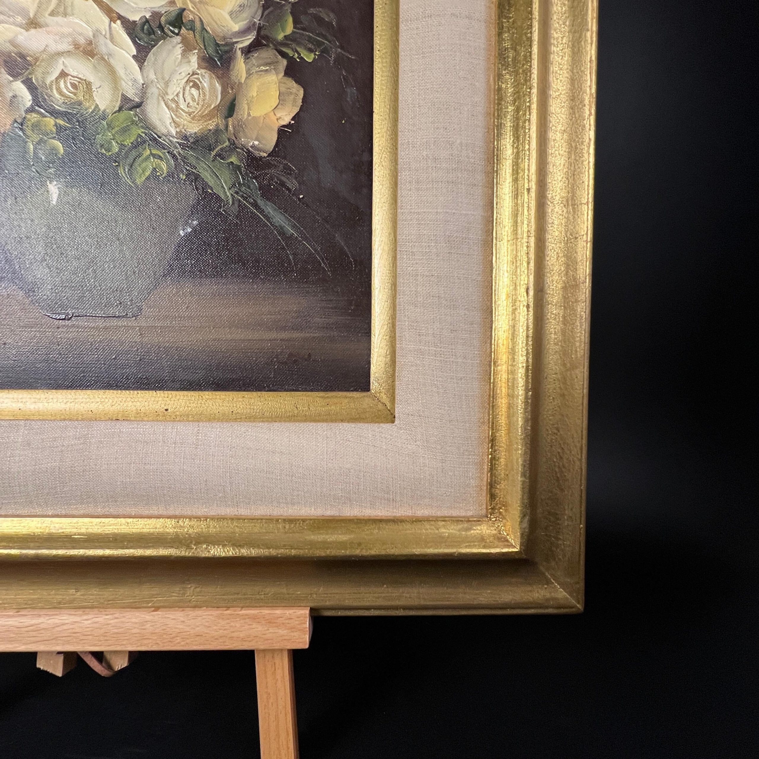 Vintage Floral Oil Painting - Yellow & White Flowers, Ornate Gold Frame - Image 10