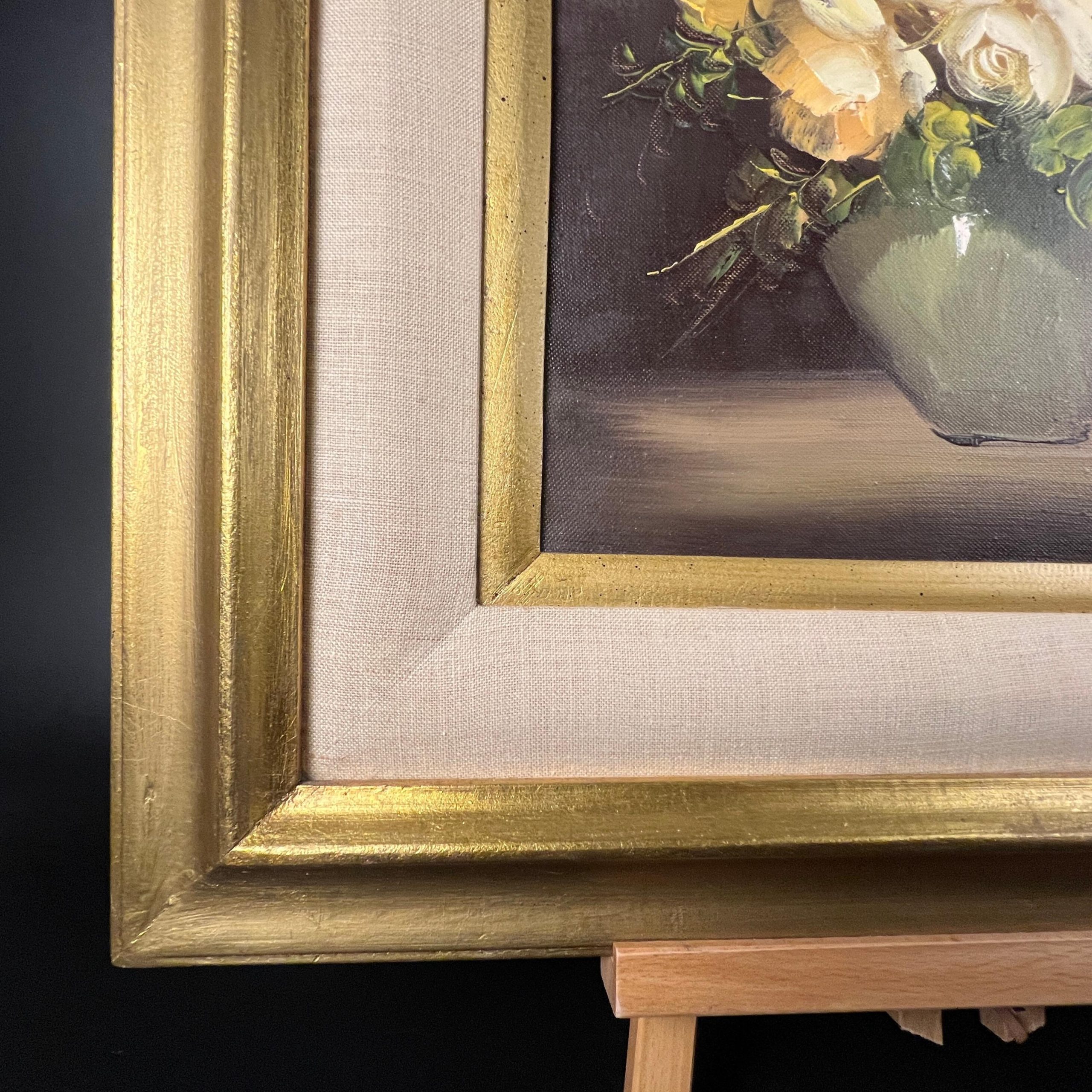 Vintage Floral Oil Painting - Yellow & White Flowers, Ornate Gold Frame - Image 11