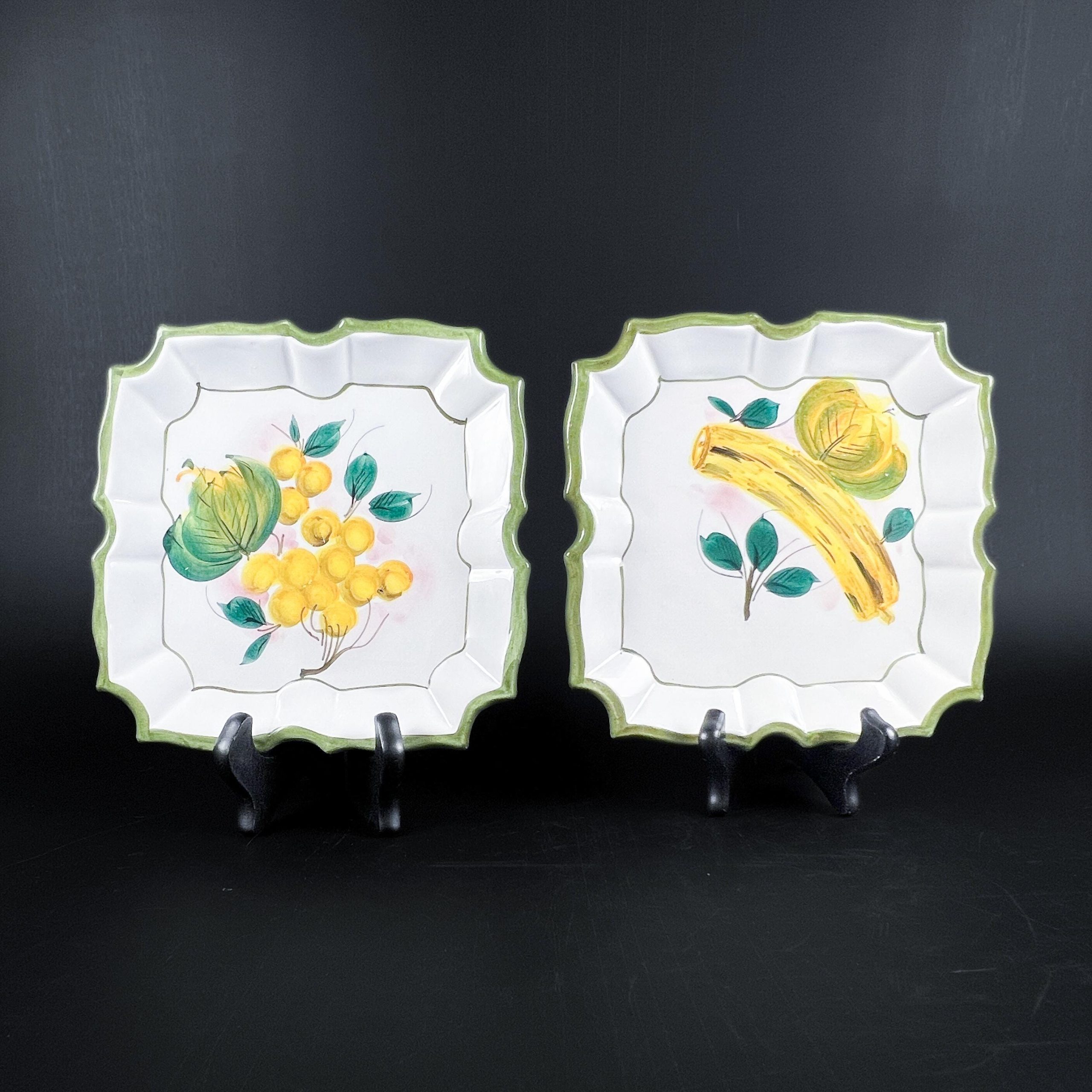 Set of Two - Vintage Hand Painted Ceramic Fruit Wall Art Plates Made in Italy - Image 5
