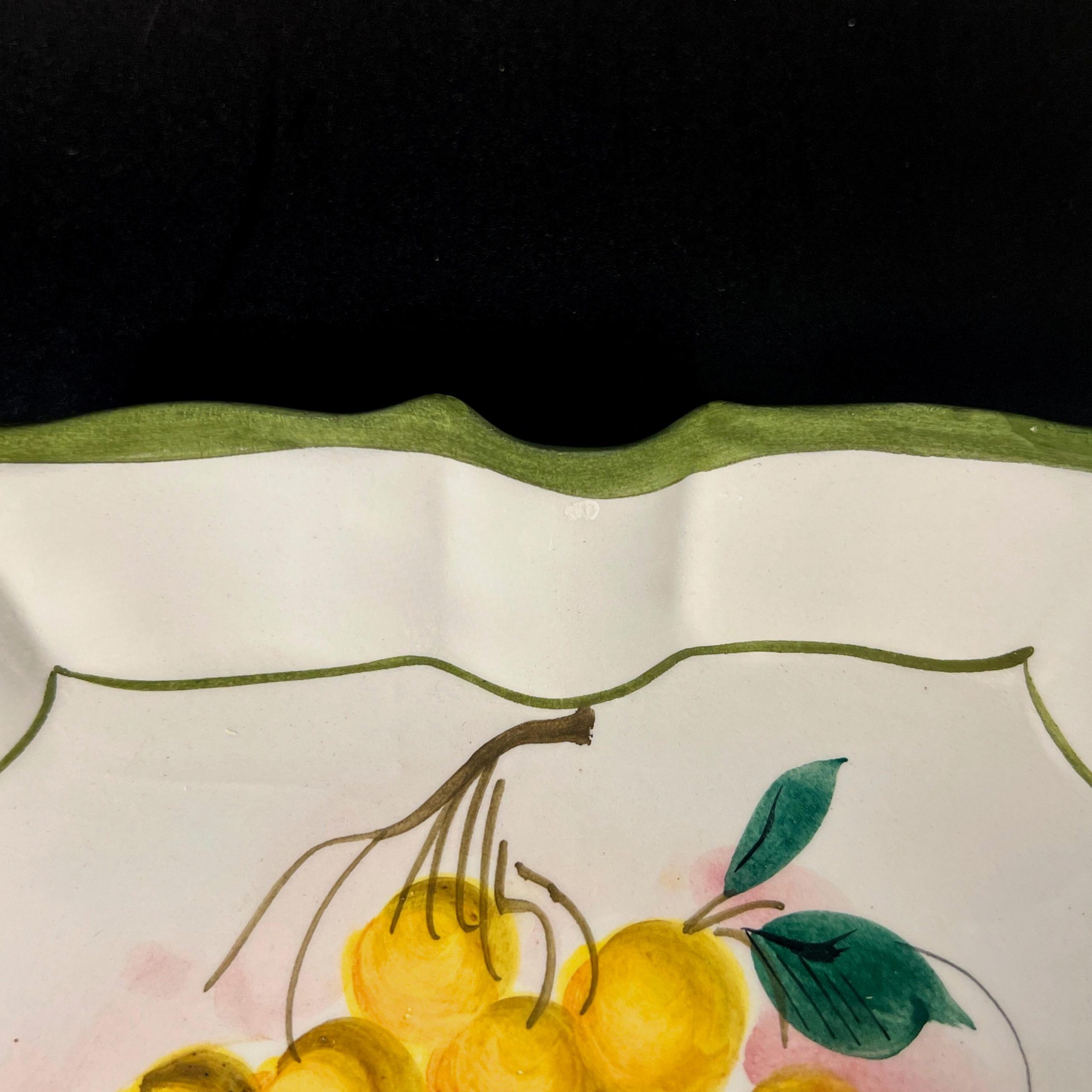 Set of Two - Vintage Hand Painted Ceramic Fruit Wall Art Plates Made in Italy - Image 11