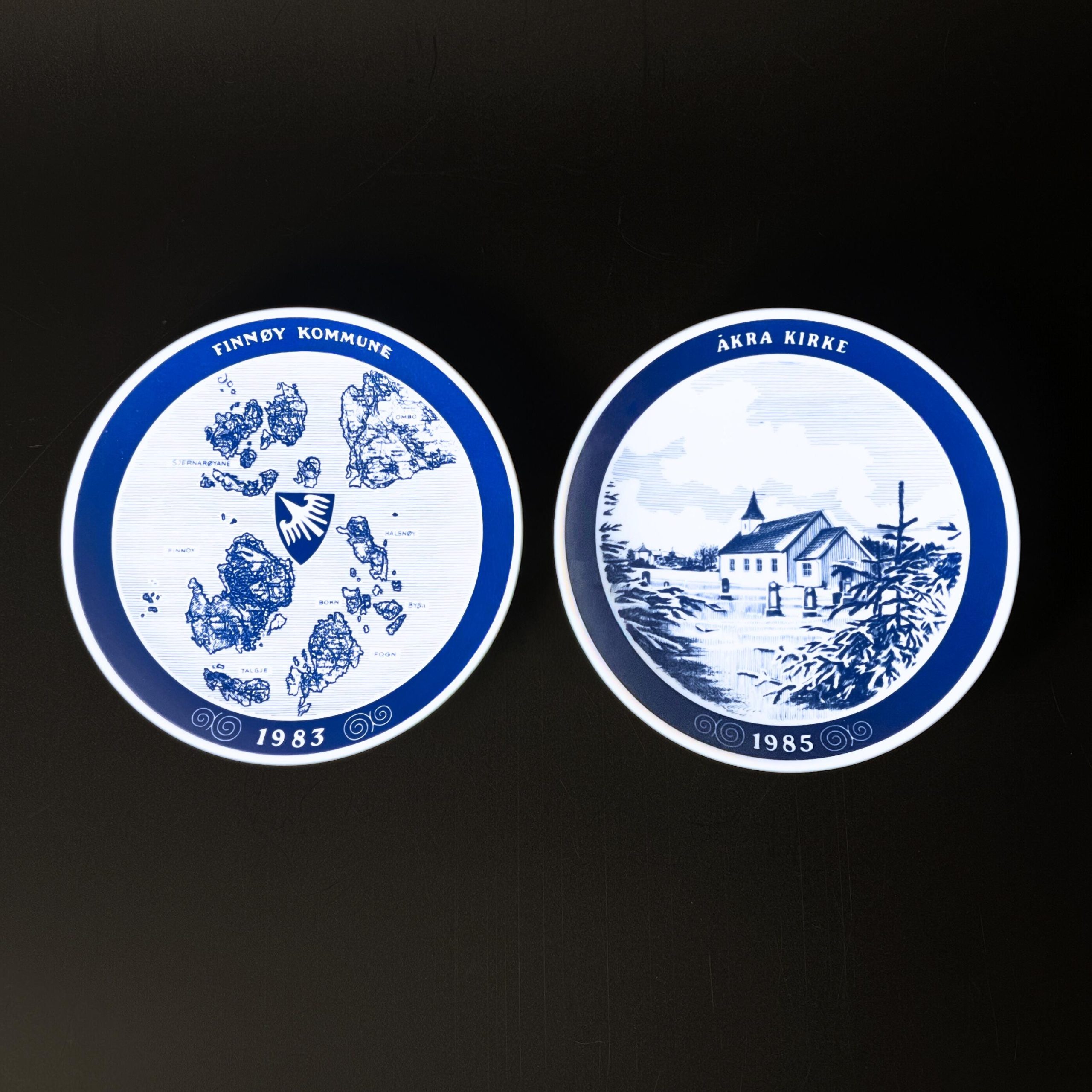Two Vintage Norwegian Commemorative Wall Plates – Finnøy and Åkra Kirke