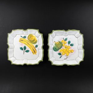 Set of Two - Vintage Hand Painted Ceramic Fruit Wall Art Plates Made in Italy
