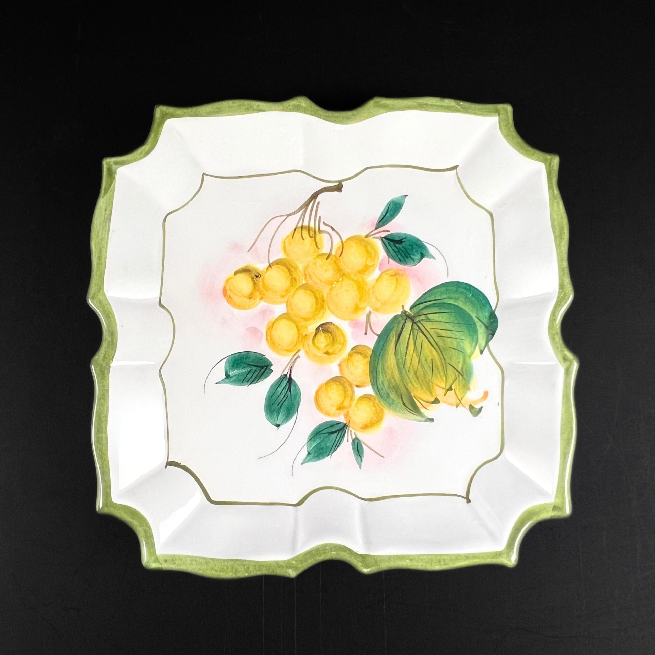 Set of Two - Vintage Hand Painted Ceramic Fruit Wall Art Plates Made in Italy - Image 3